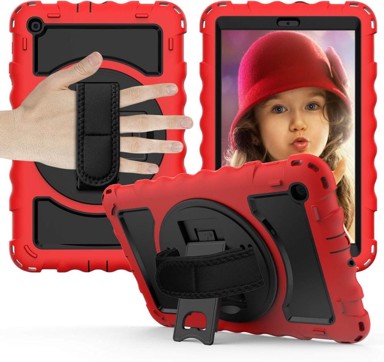 NIKCORP Robusna zaštitna maska za Samsung Galaxy Tab 10.4" s rotirajućim stalkom i naramenicom trodijelna, crvena